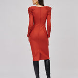 TERA Midi | Wool Winter Midi Dress in Pompeian Red