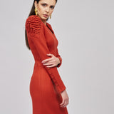 TERA Midi | Wool Winter Midi Dress in Pompeian Red