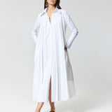 ANTOINE | Organic Cotton Pleated Shirt Dress in White