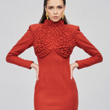 TERA Mini | Wool Winter Mini Dress in Pompeian Red